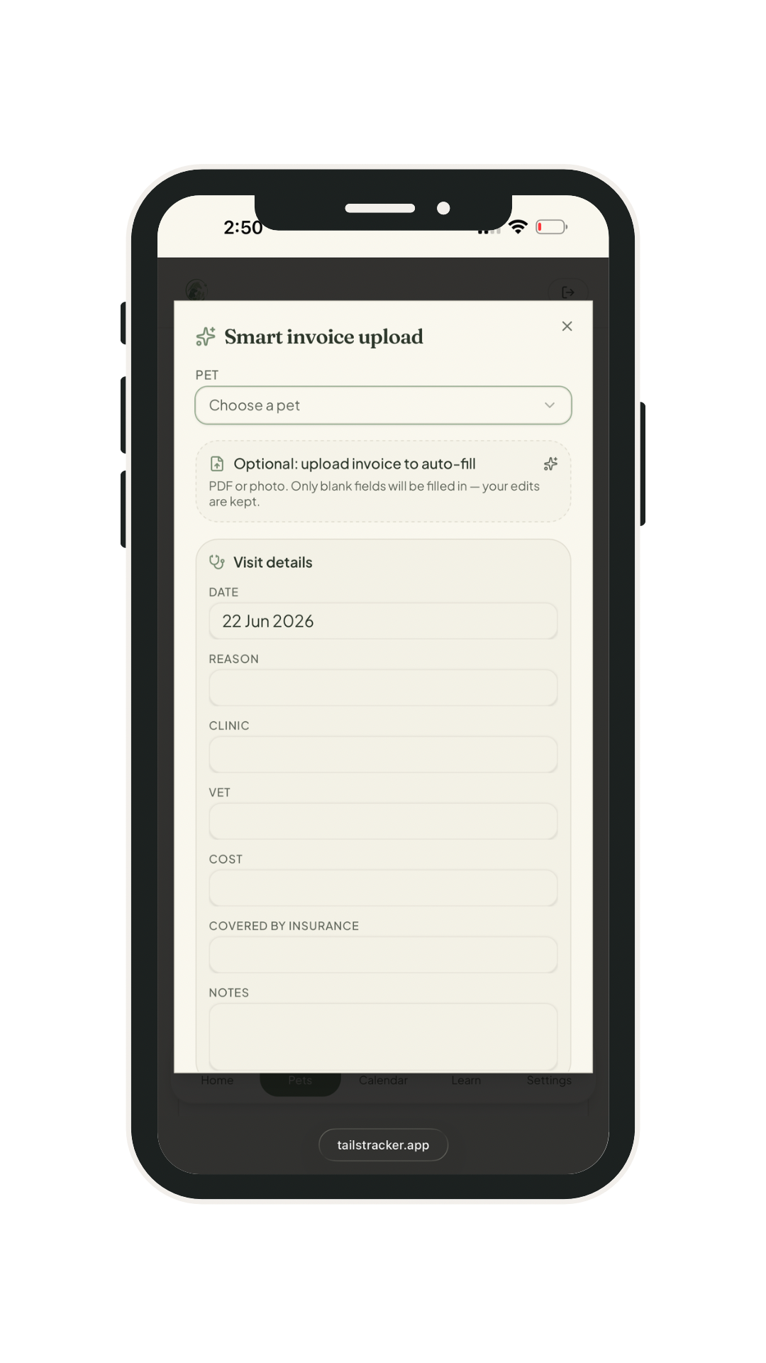 Smart invoice upload
