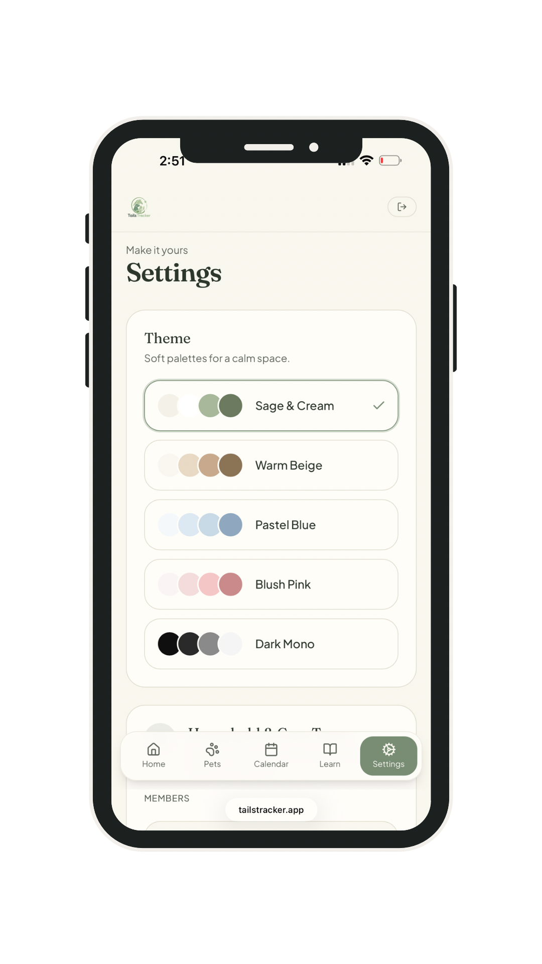 Tails Tracker theme settings
